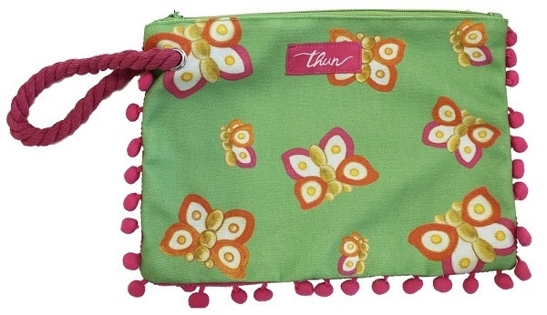 Thun Pochette verde con motivo a farfalle e finiture fucsia, 1 pochette — confronto prezzi