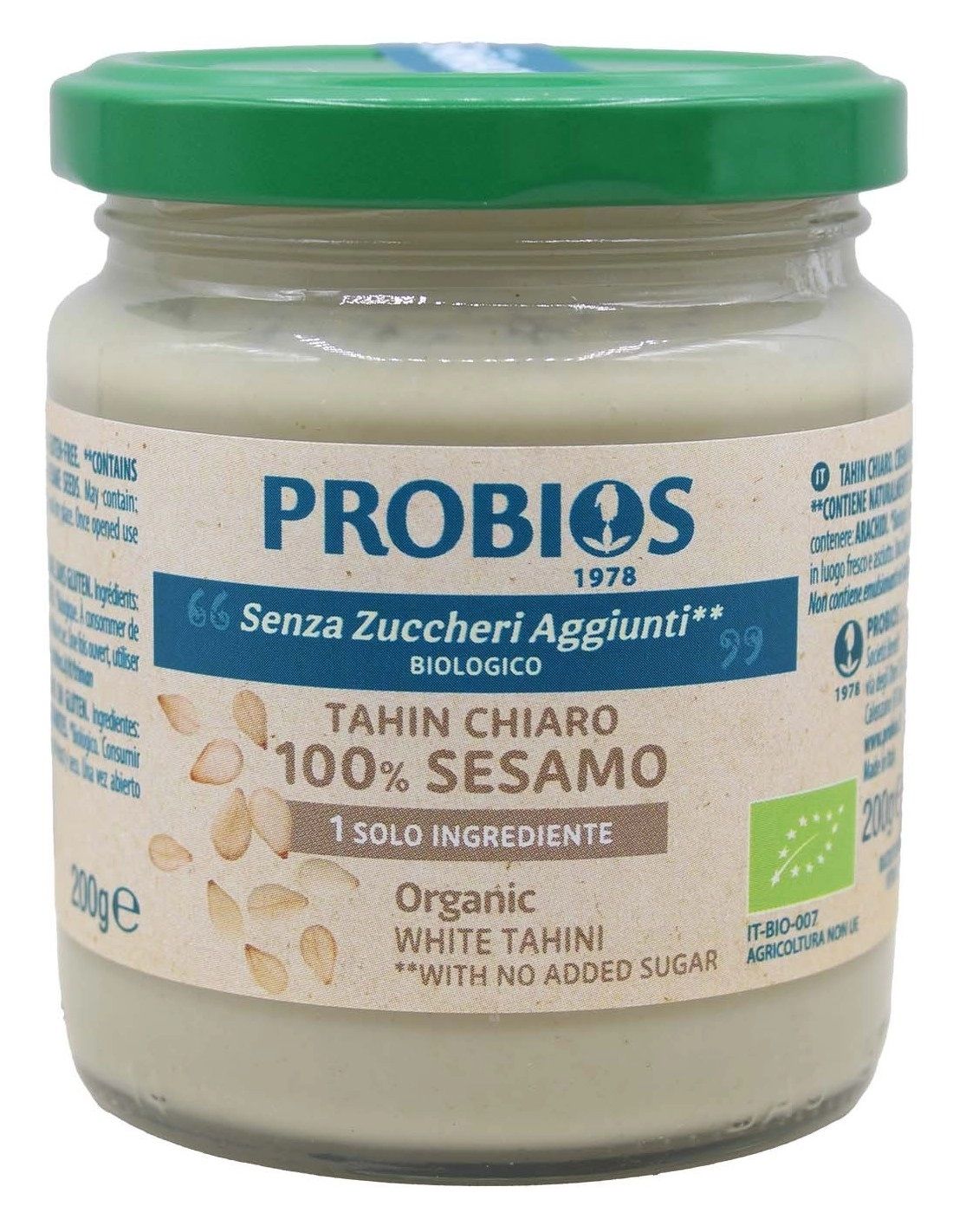 Probios Tahin Chiaro 100% Sesamo Crema Spalmabile Bio e Senza Glutine