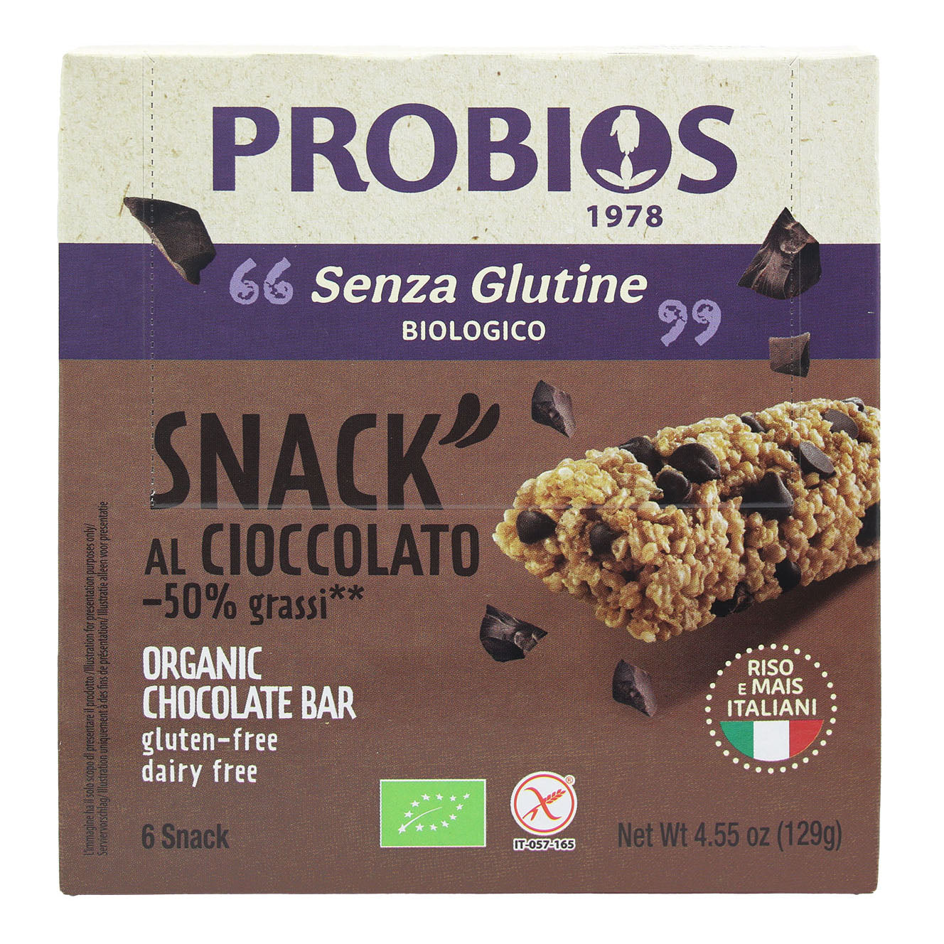Rice&Rice Snack Al Cioccolato Biologico Senza Glutine Senza Latte 6x21 g — confronto prezzi