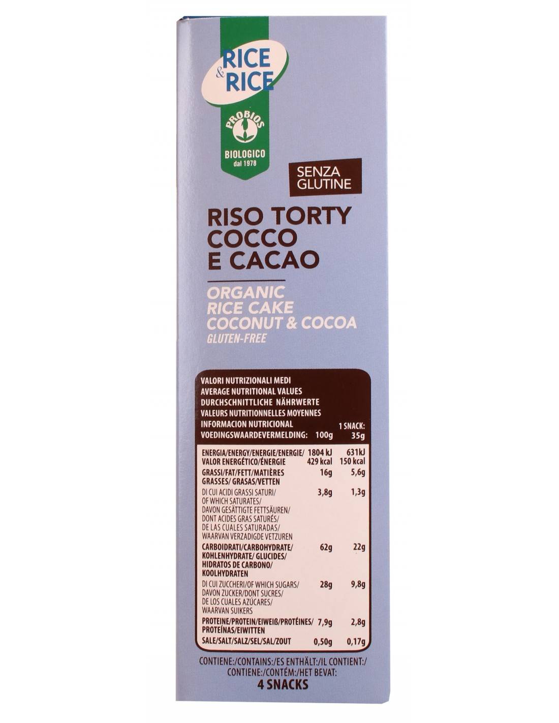 Probios riso torty cocco cacao 140 g — confronto prezzi