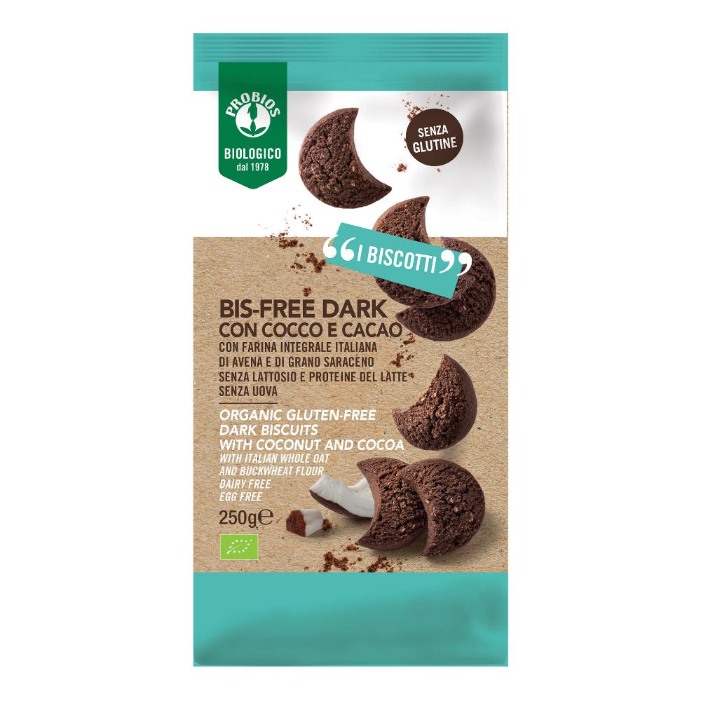 Biscotti Senza Glutine Bis-Free Dark con Cocco Cacao - Probios 250 g
