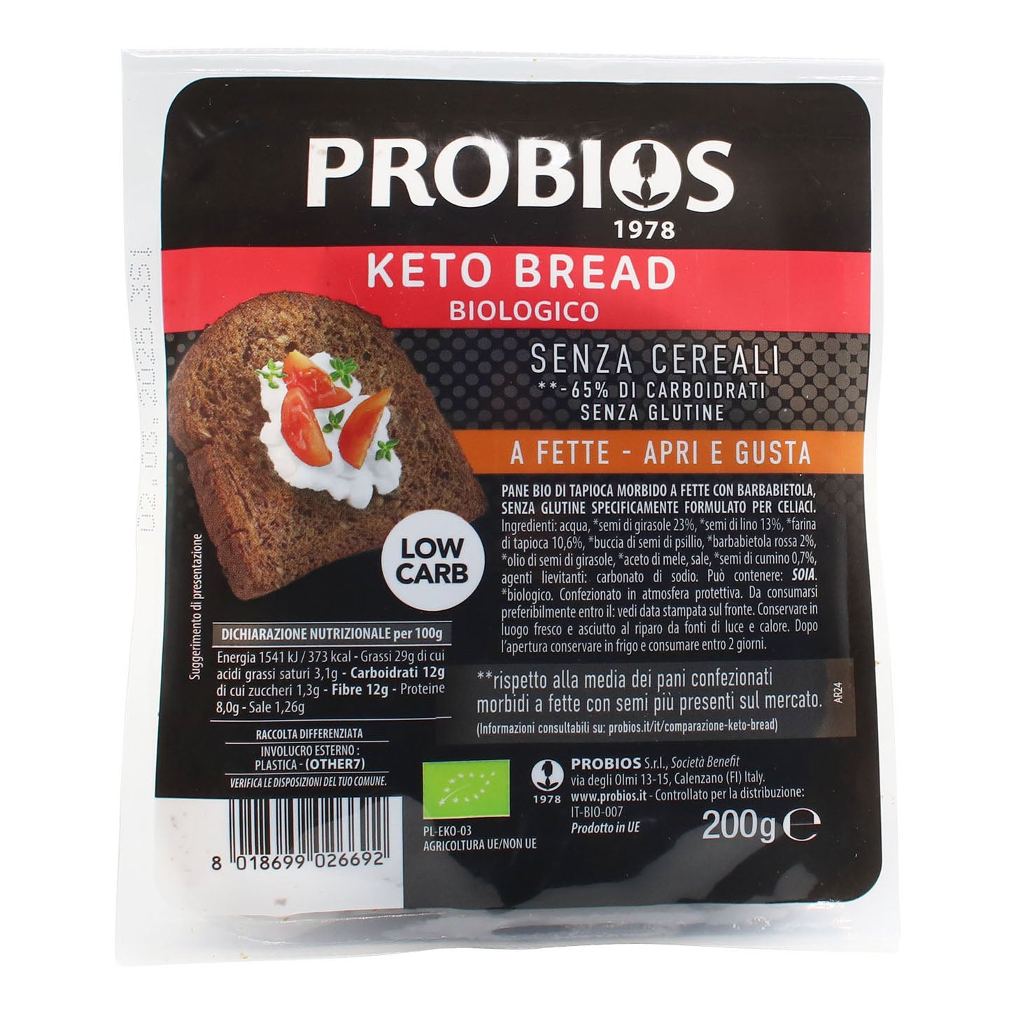 Keto Bread Pane Senza Glutine - Probios 200 g
