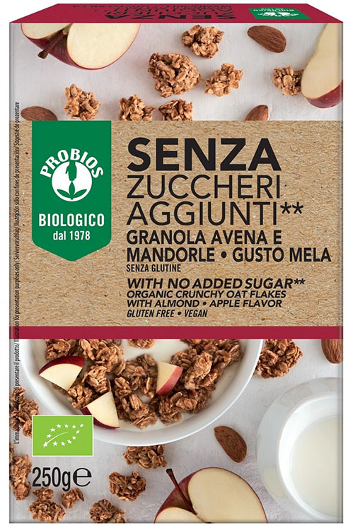 Cereali Granola Avena e Mandorle Gusto Mela Senza Glutine - Probios 250 g