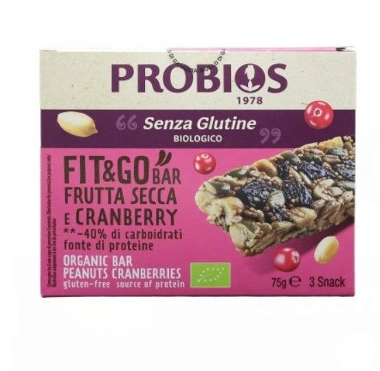 Barretta Fit&Go Frutta Secca E Cranberry Senza Glutine - Probios 75 g — confronto prezzi
