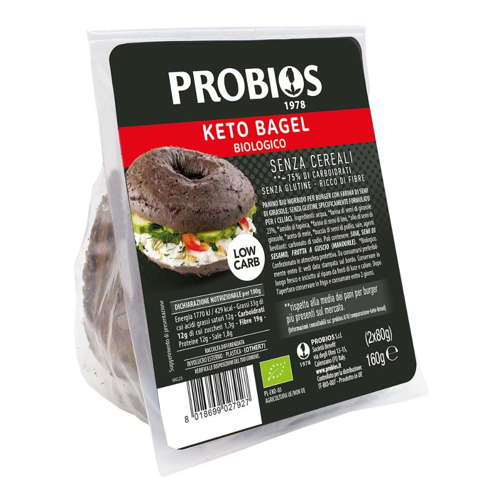 Probios Keto Bagel Senza Glutine Biologico Ricco Fibre Proteine 2x80g