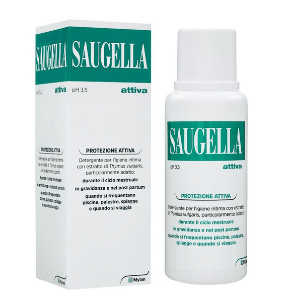 Saugella Attiva Verde - Detergente Intimo a pH 3.5 con Estratto di Timo, 250ml