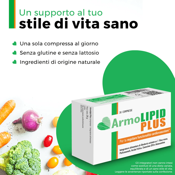 ArmoLIPID Plus Integratore Per Abbassare il Colesterolo 30 Compresse