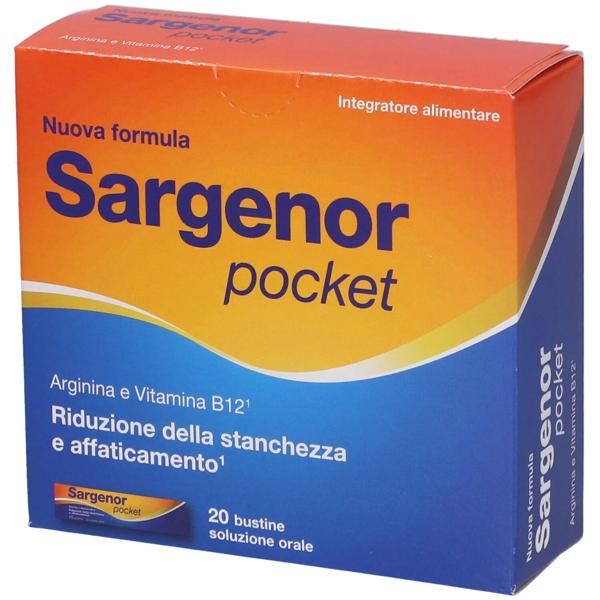Sargenor Pocket 20 Bustine Integratore Per Affaticamento e Energia Nuova Formula