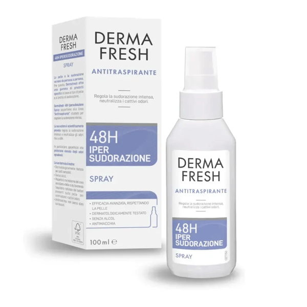 Dermafresh 48H Deodorante Spray 100 ml per Ipersudorazione Ascelle e Gambe
