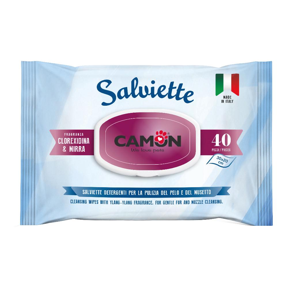 Camon Salviette Detergenti 40 Pezzi Clorexidina &amp; Mirra Igienizzanti
