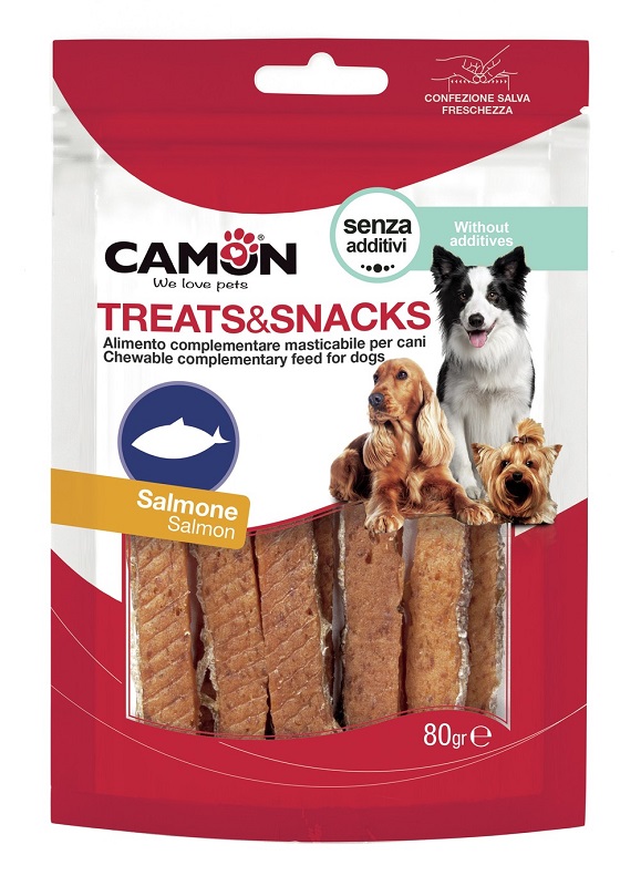CAMON CANE SNACK TREATS STRIPS SALMONE 80GR