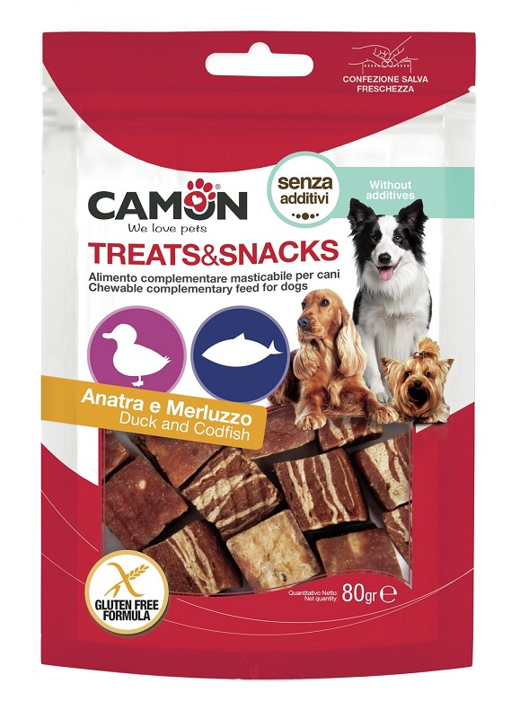 CAMON CANE SNACK TREATS CUBETTI ANATRA MERLUZZO 80GR