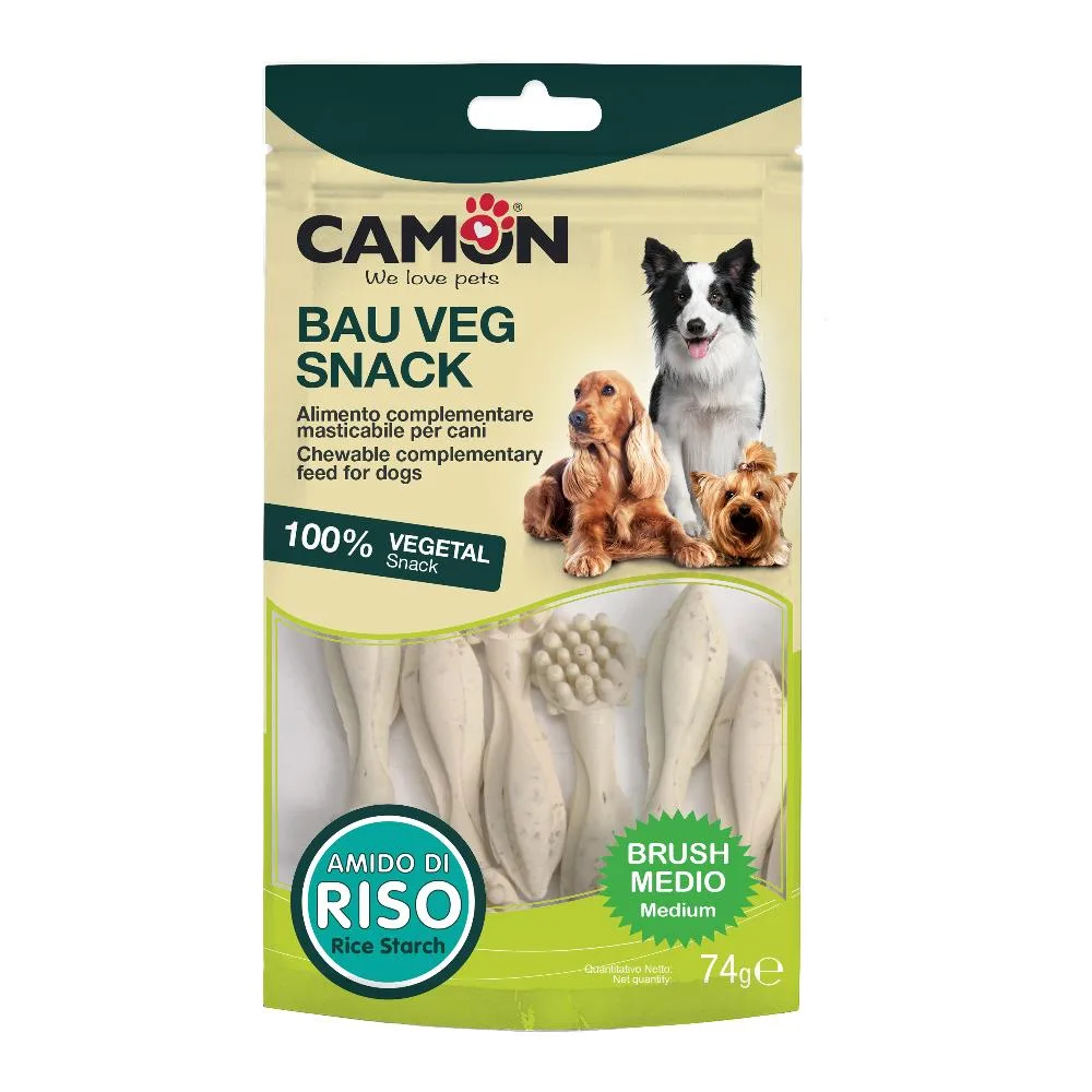 CAMON CANE SNACK BAU VEG BRUSH MEDIUM AMIDO DI RISO 2PZ 74GR