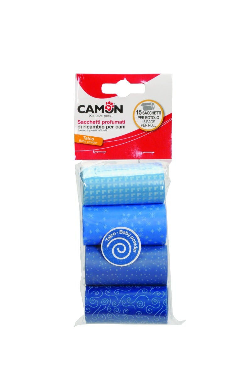 Camon Sacchetti per Cani Profumati al Talco e Colorati 4 Rotoli da 15 Pezzi