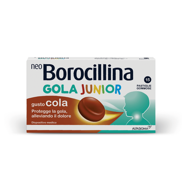 Neoborocillina Gola Junior Per Il Mal Di Gola Nei Bambini Gusto Cola 15 Pastiglie