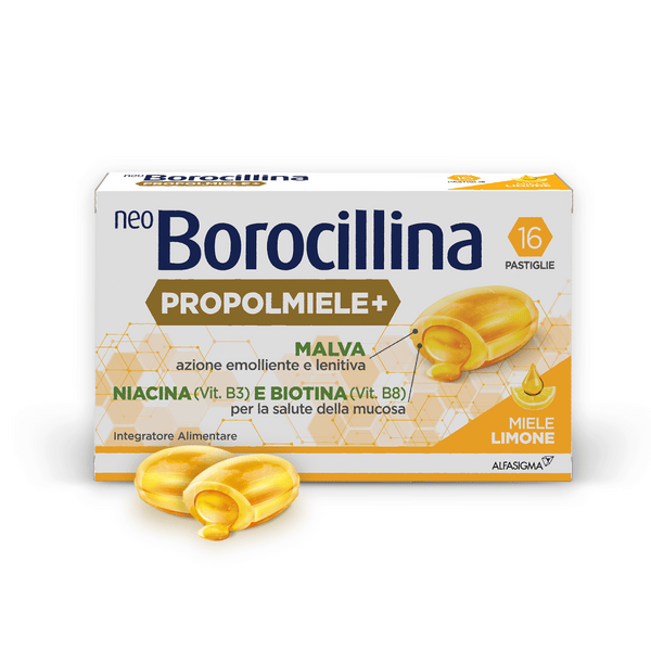 NeoBorocillina Propolmiele + per Mal di Gola 16 pastiglie Miele/Limone