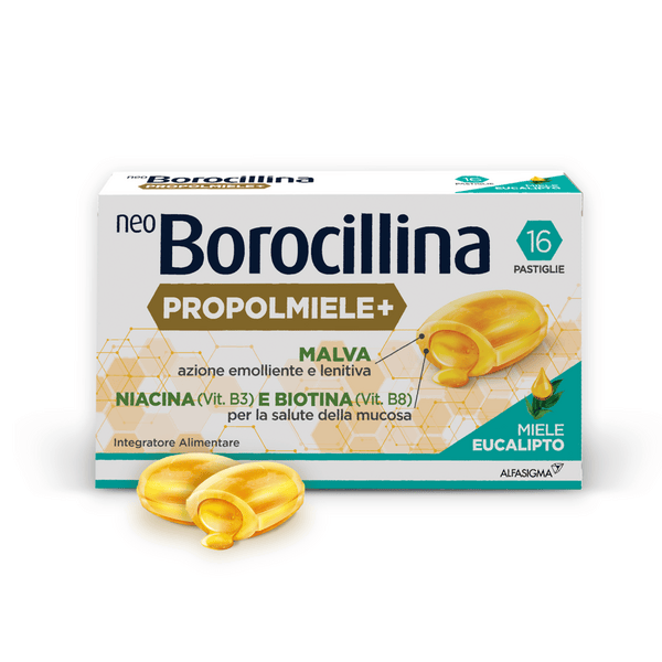 Neoborocillina Propolmiele+ Miele E Eucalipto Rimedio Naturale Per Il Mal Di Gola 16 Pastiglie
