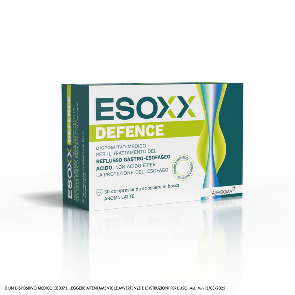 Esoxx Defence Dispositivo Medico per Reflusso e Acidità 30 Compresse Aroma Latte