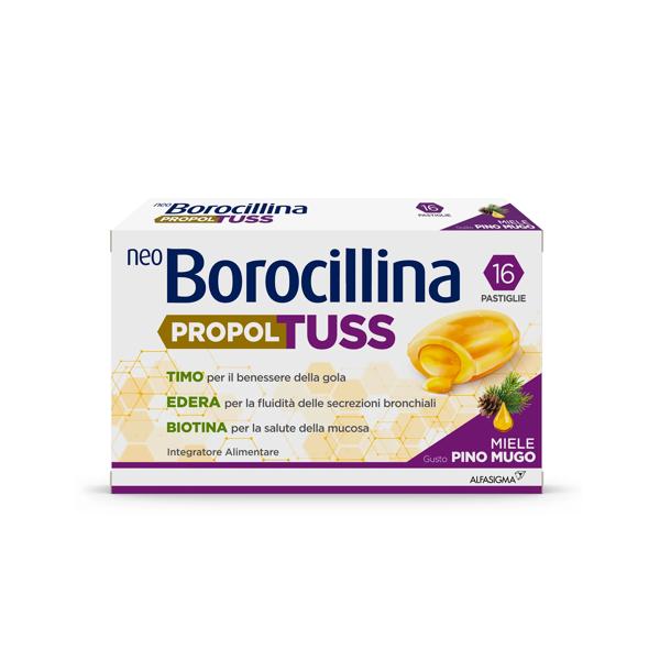 NeoBorocillina Propoltuss Integratore per Tosse e Mal di Gola 16 Pastiglie