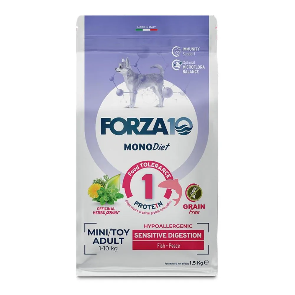 Forza 10 cane mono diet adult mini toy sensitive digestion pesce 1,5 kg