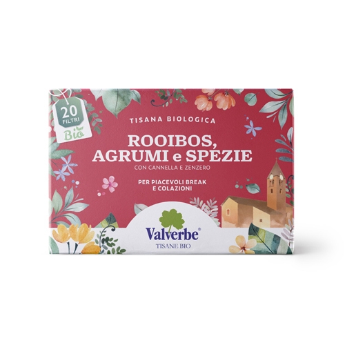 Valverbe Rooibos Agrumi e Spezie Tisana biologica per il rilassamento, 20 filtri