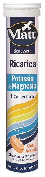 Matt benessere ricarica potassio &amp; magnesio 20 compresse effervescenti gusto arancia