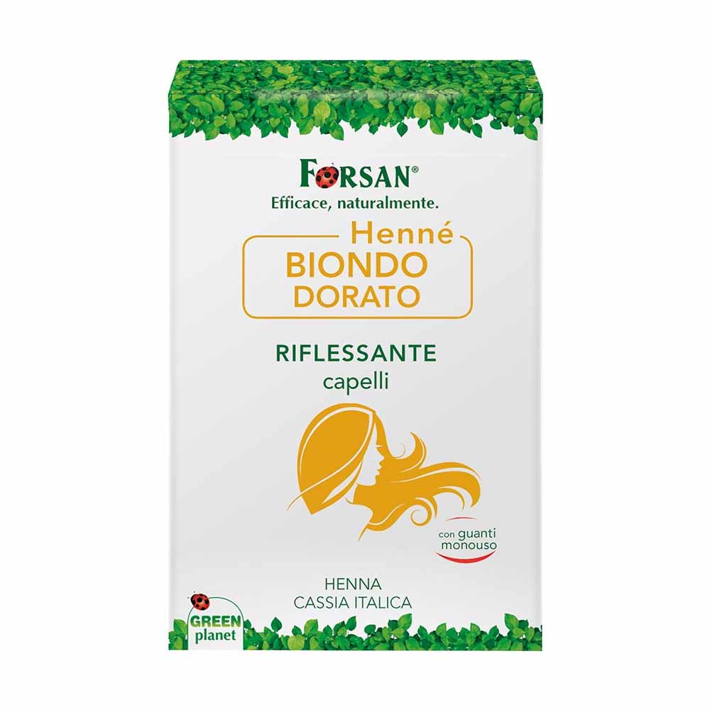 Forsan Henné - Biondo Dorato Riflessante Capelli, 2 Buste Monodose da 50g