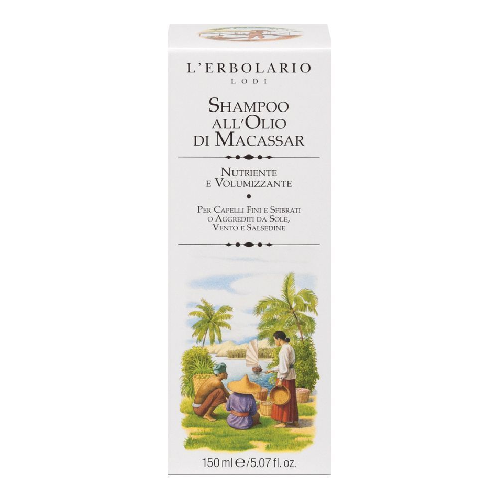 L'Erbolario Shampoo all'Olio di Macassar nutriente e volumizzante per i capelli, 150 ml