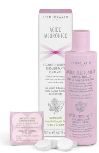 L'Erbolario - Acido Ialuronico Lozione Riequilibrante Viso Flacone 200 Ml + 4 Maschere Monouso — confronto prezzi