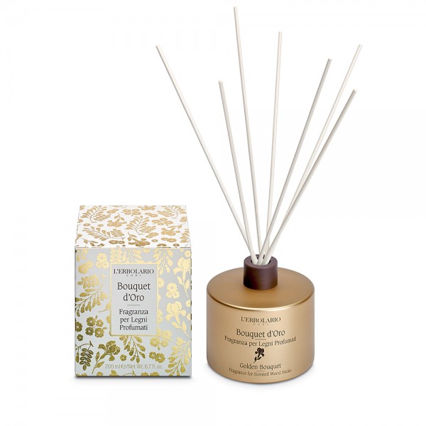 L'Erbolario - Bouquet D'oro Fragranza per Legni Profumati 200 ml - Profuma e Rigenera i Tuoi Legni con il Miglior Spray Profumato