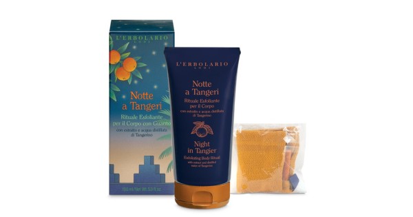L'Erbolario Notte a Tangeri - Crema esfoliante per il corpo al mandarino con guanto, 150 ml