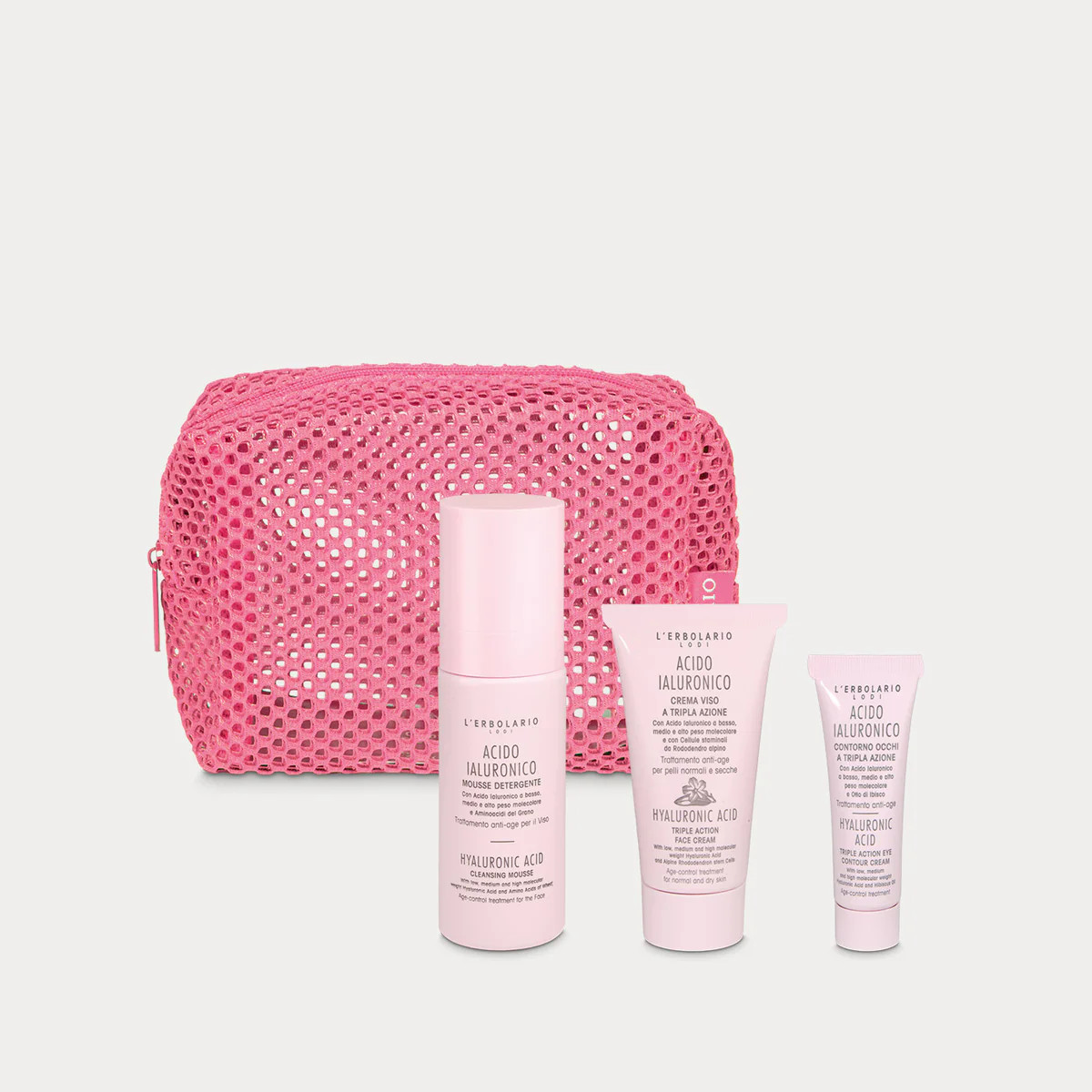 L'Erbolario Beauty Express Routine Viso - Kit da viaggio Mousse Detergente 50ml + Crema Viso 25ml + Contorno Occhi 10ml