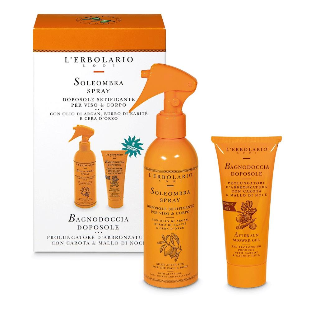 L'Erbolario Soleombra Kit Spray doposole 200ml + Bagnodoccia per idratare la pelle 100ml