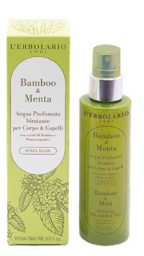 L'Erbolario - Acqua Profumata Idratane Corpo Capelli Bamboo e Menta Confezione 150 Ml