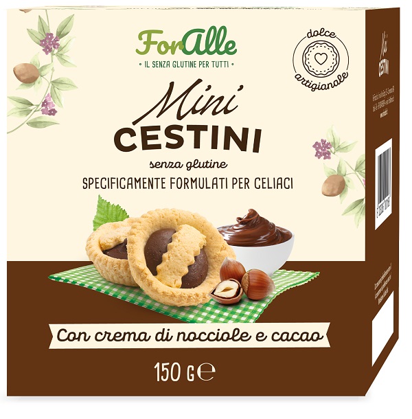 Foralle Minicestini Con Crema Di Nocciole E Cacao Senza Glutine Dolce Artigianale Ripieno 150 Grammi