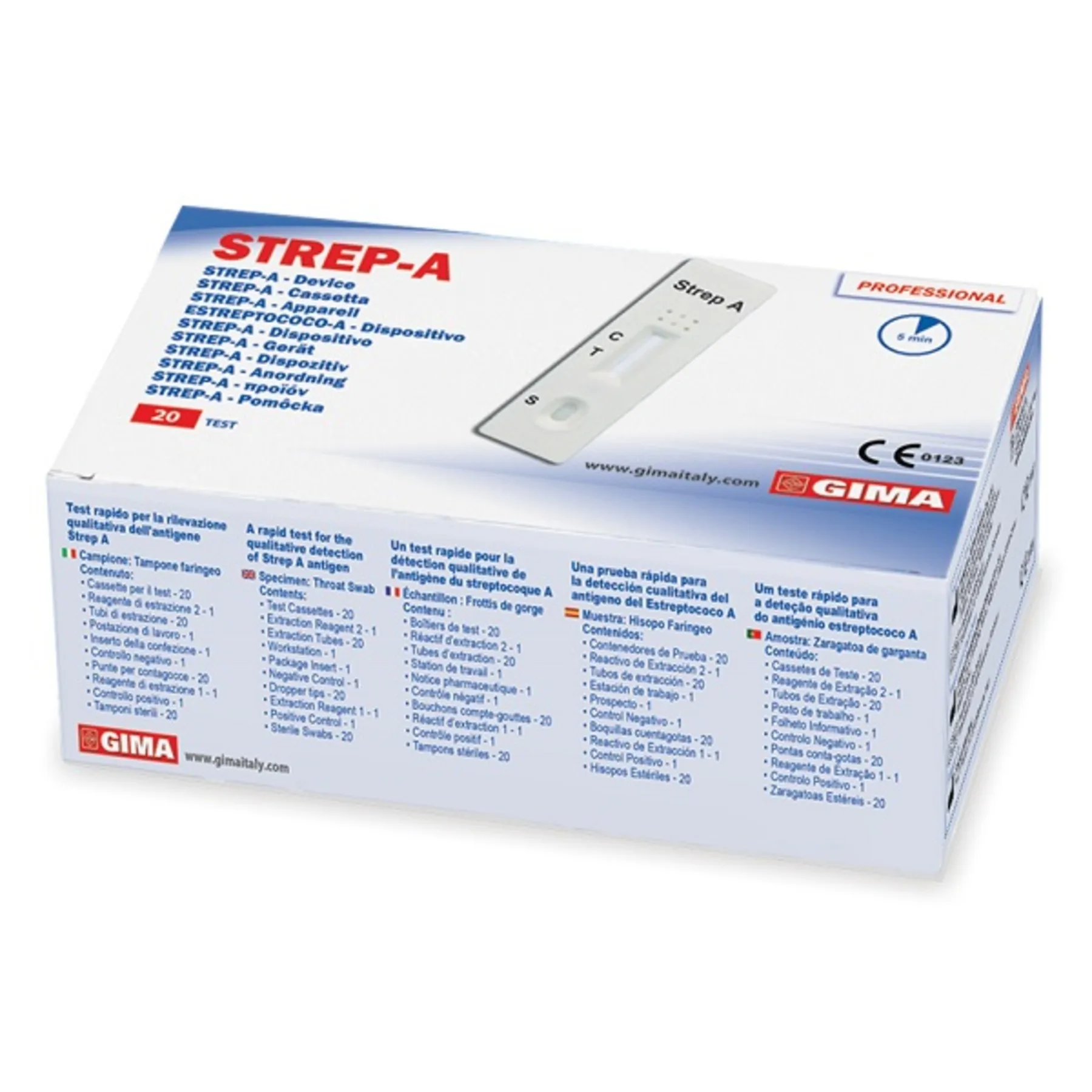 Test strep a per la rilevazione dello streptococco 20 pezzi