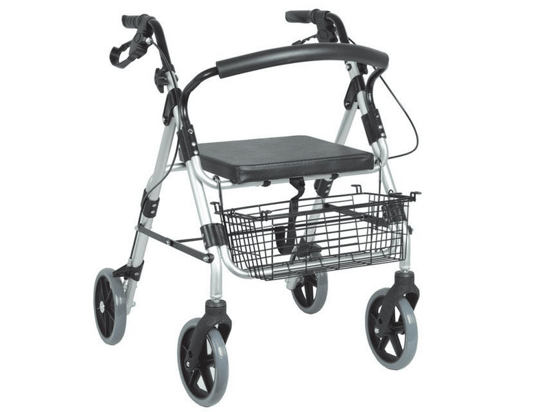 Deambulatore Rollator Pieghevole SILVER Regolabile con Sedile e Cestello