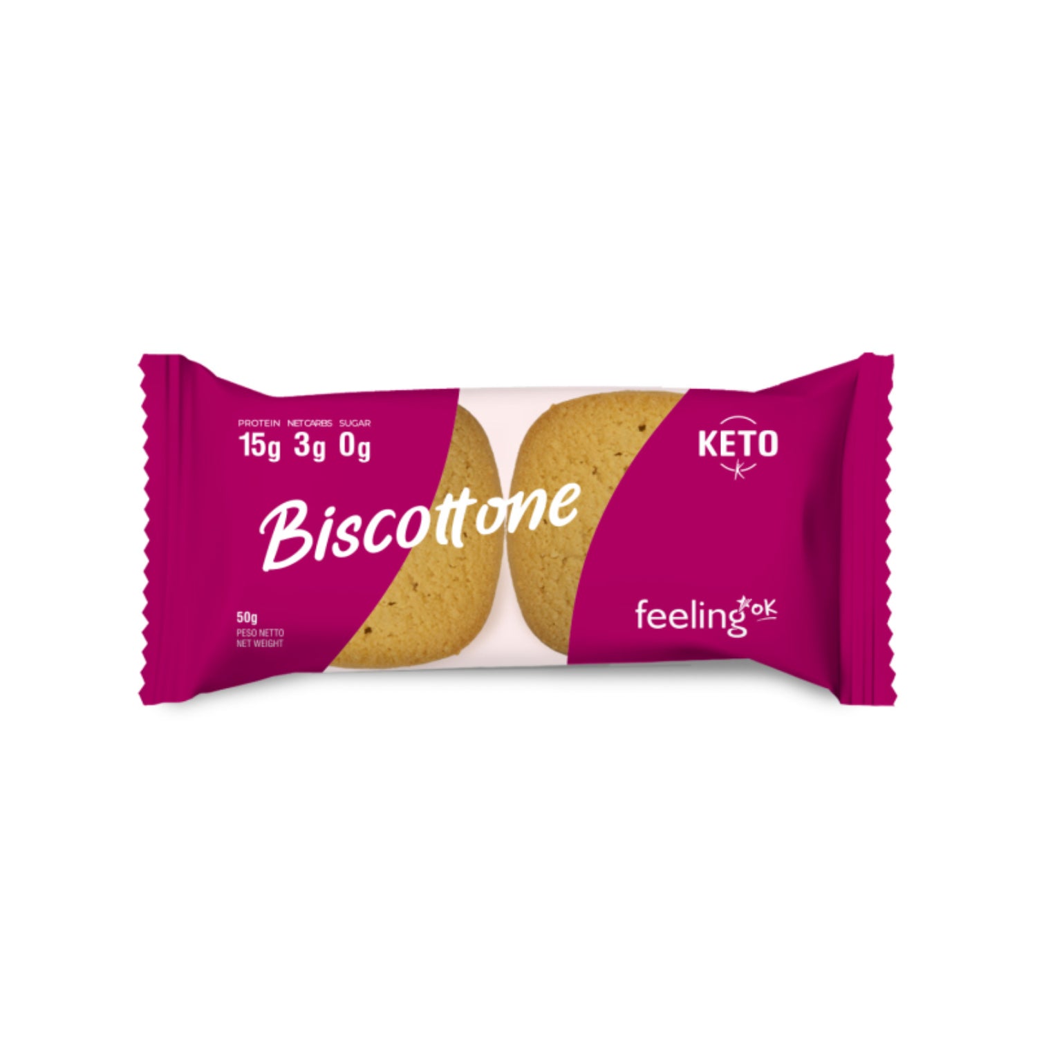 Feeling OK Biscottone proteico a ridotto contenuto di carboidrati gusto arancia, 50 g