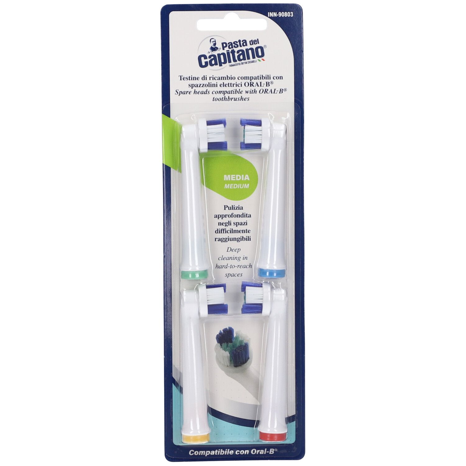 Pasta Del Capitano Testine Di Ricambio Compatibili Con Spazzolini Elettrici Oral-B Setole Irregolari Setola Media 1 pz Spazzolino da denti