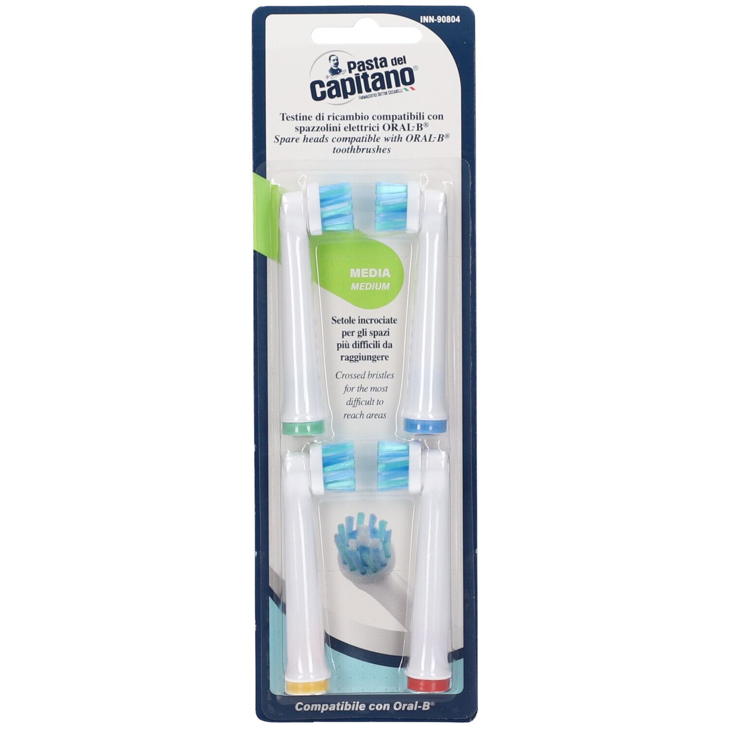 Pasta Del Capitano Testine Di Ricambio Compatibili Con Spazzolini Elettrici Oral-B a Setole Incorciate Setola Media 1 pz Spazzolino da denti