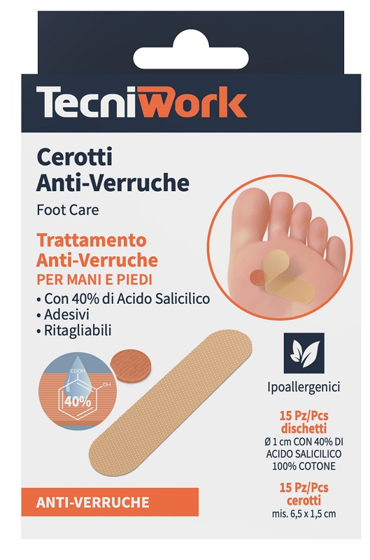Tecniwork Cerotti Antiverruche Mani e Piedi 15+15 Cerottini