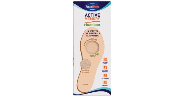 Active Memory Bamboo Soletta In Memory Foam Con Rivestimento In Fibra Di Bambù Misura 38 Paio
