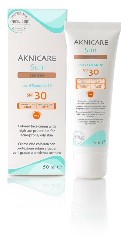 Aknicare Sun Teintee Spf 30 Protezione Solare Colorata per Pelli Grasse 50 ml