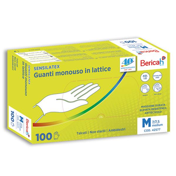 Guanto monouso sensilatex in lattice talcato aql 1,0 taglia xl 100 pezzi