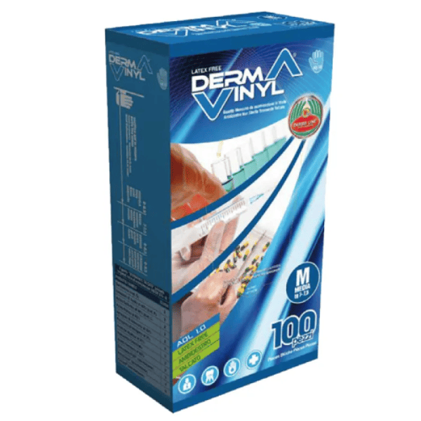 Dermavinyl Guanti Monouso in Vinile Senza Polvere Taglia L 100 Pezzi