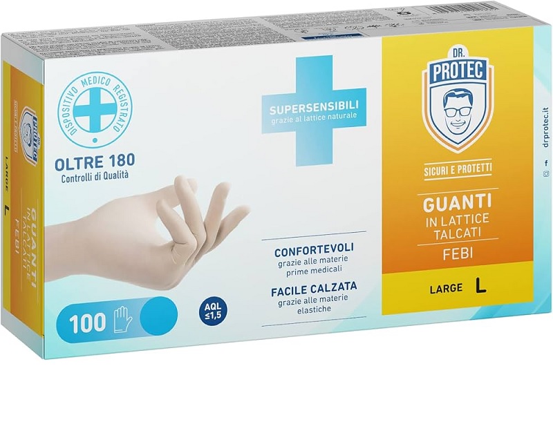 Dr.protec Guanti In Lattice Talcati Febi Taglia L 100 Pezzi