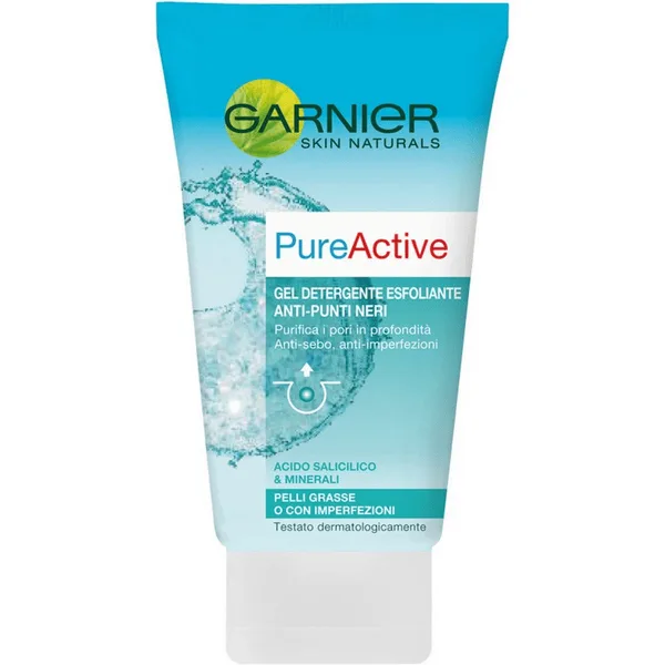 Garnier Skin Naturals Pure Active Gel Detergente Esfoliante Anti-punti Neri 150ml