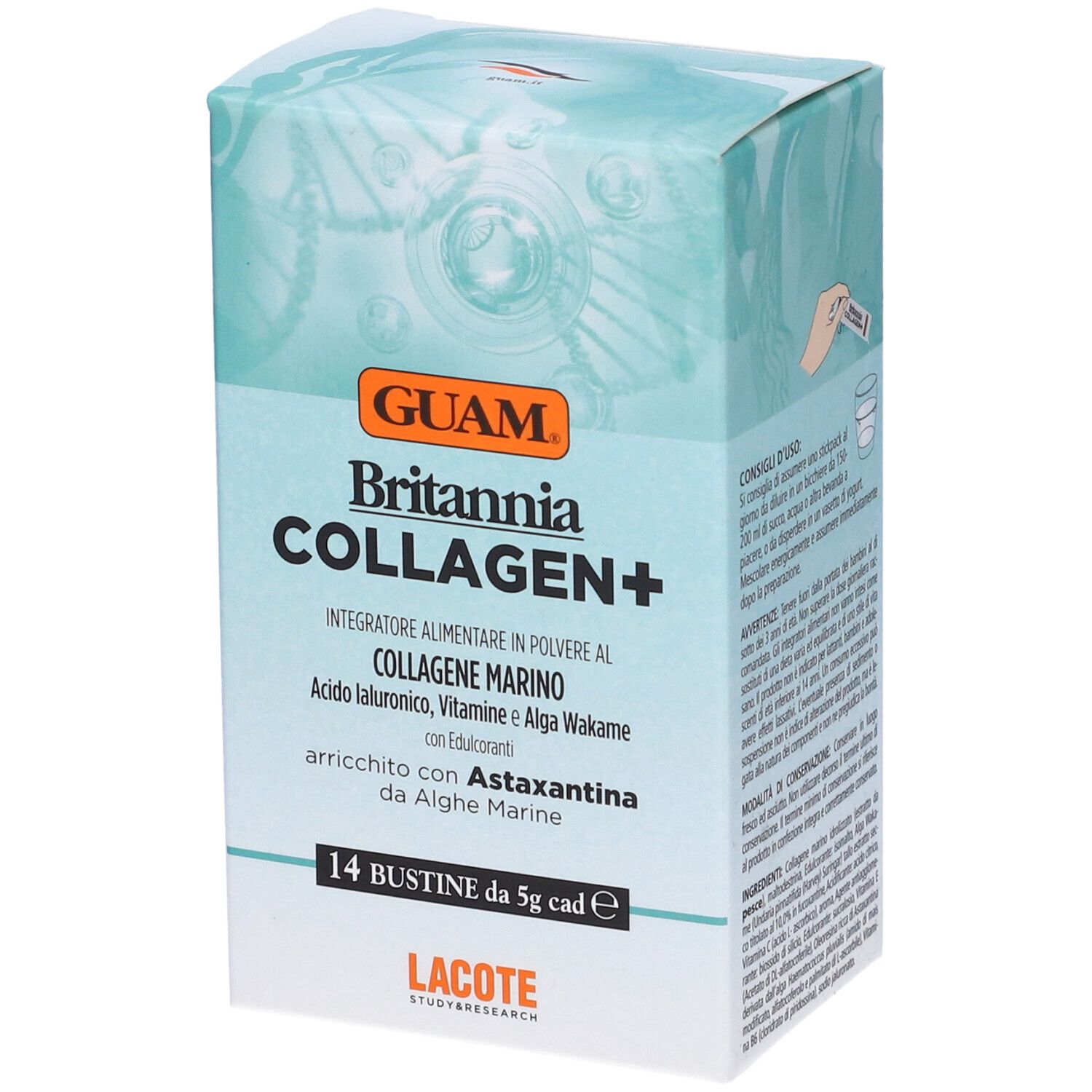 Guam Britannia Collagen+ Integratore di Collagene Marino, 14 Bustine