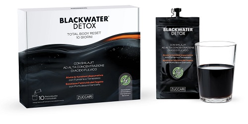 Zuccari Black Water Detox Integratore Depurativo Total Body Reset 10 Giorni, 10 Bustine