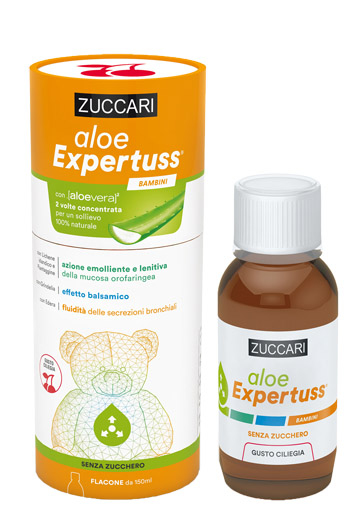 ZUCCARI ALOE EXPERTUSS SCIROPPO BAMBINI AZIONE EMOLLIENTE E LENITIVA - GUSTO CILIEGIA 150ML